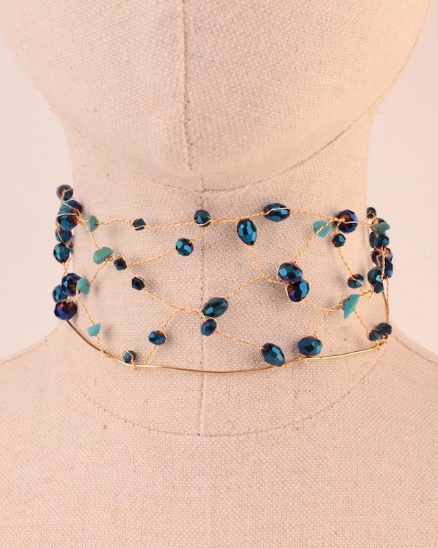 CHOCKER AZUL MAR PIEDRAS