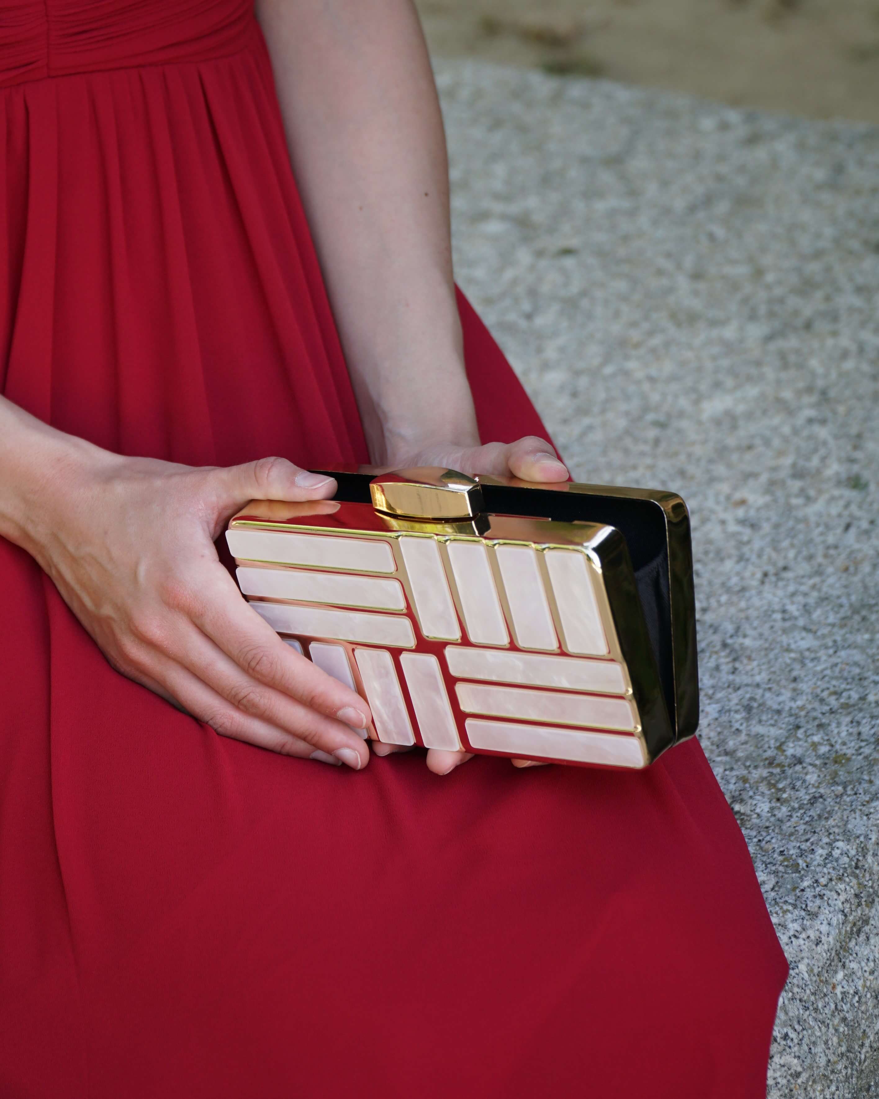 BOLSO METALIZADO NACAR CUADRADO