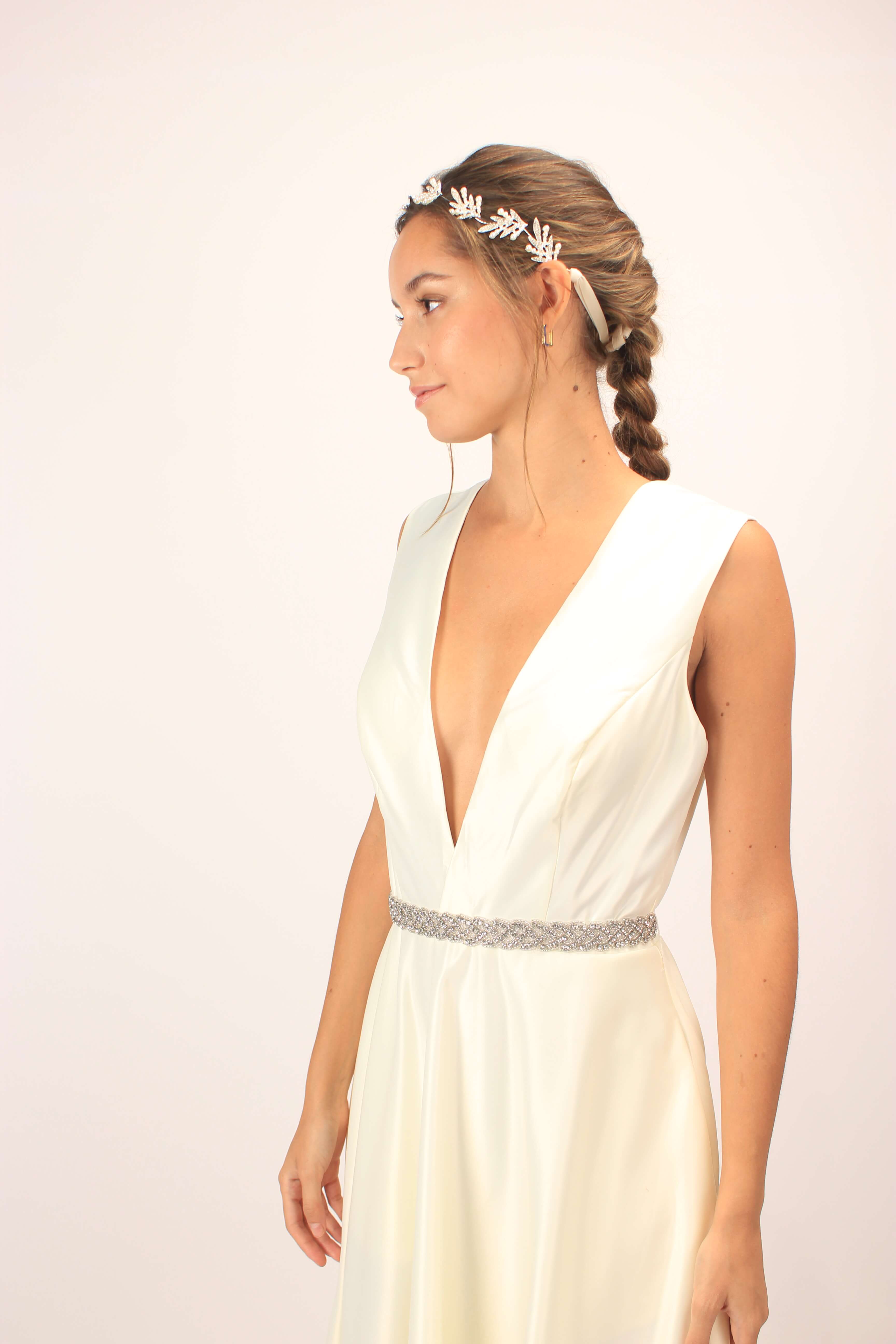 CINTURÓN TRENZA BRILLO BLANCO