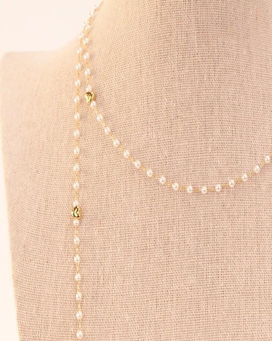 COLLAR ACERO PERLITAS CORAZON