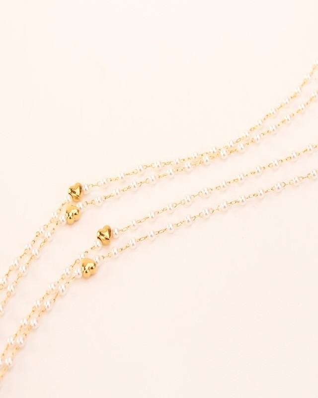 COLLAR ACERO PERLITAS CORAZON