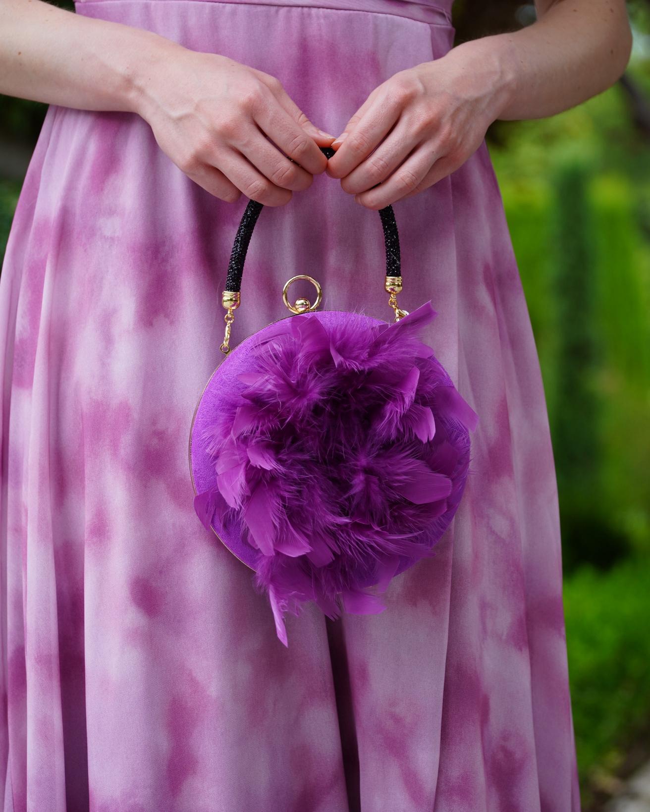 BOLSO REDONDO PLUMAS