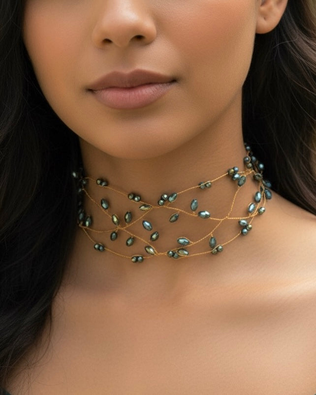 CHOCKER ALAMBRE PEPITAS