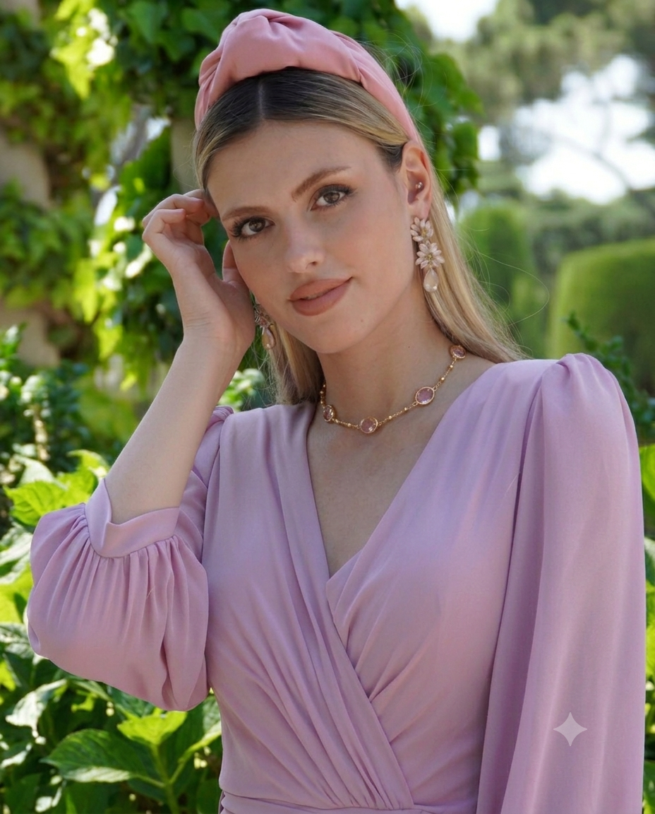COLLAR ACERO CRISTAL ROSA