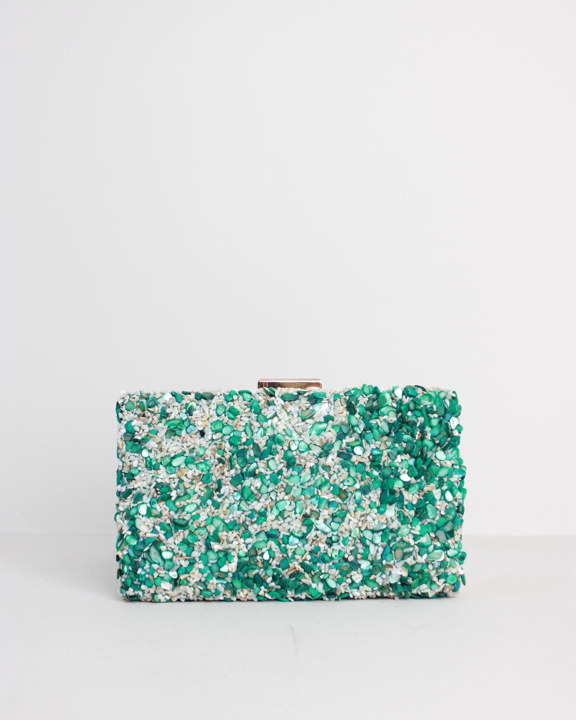 BOLSO PIEDRAS BORDE METALIZADO