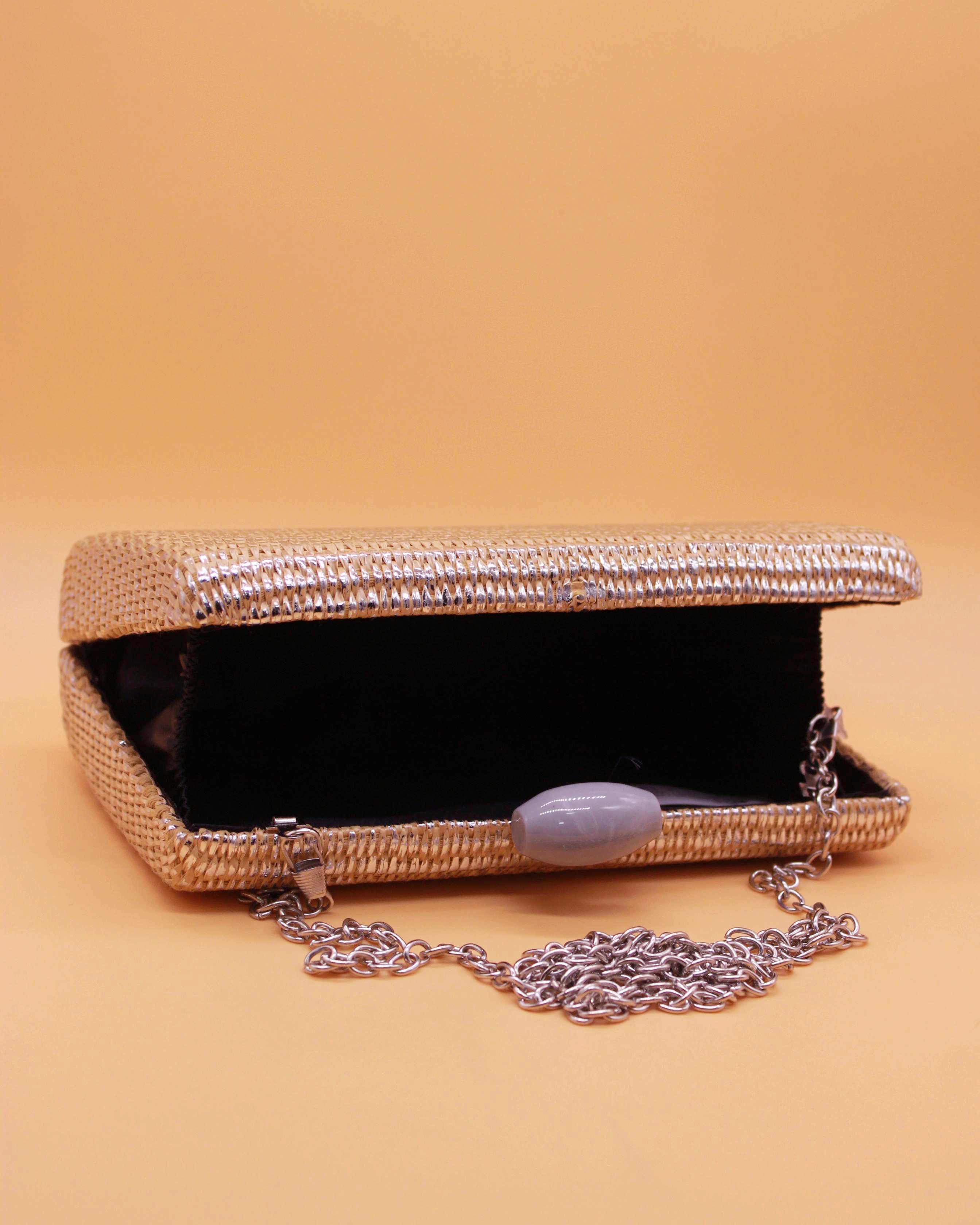 CLUTCH RAFIA BRILLO