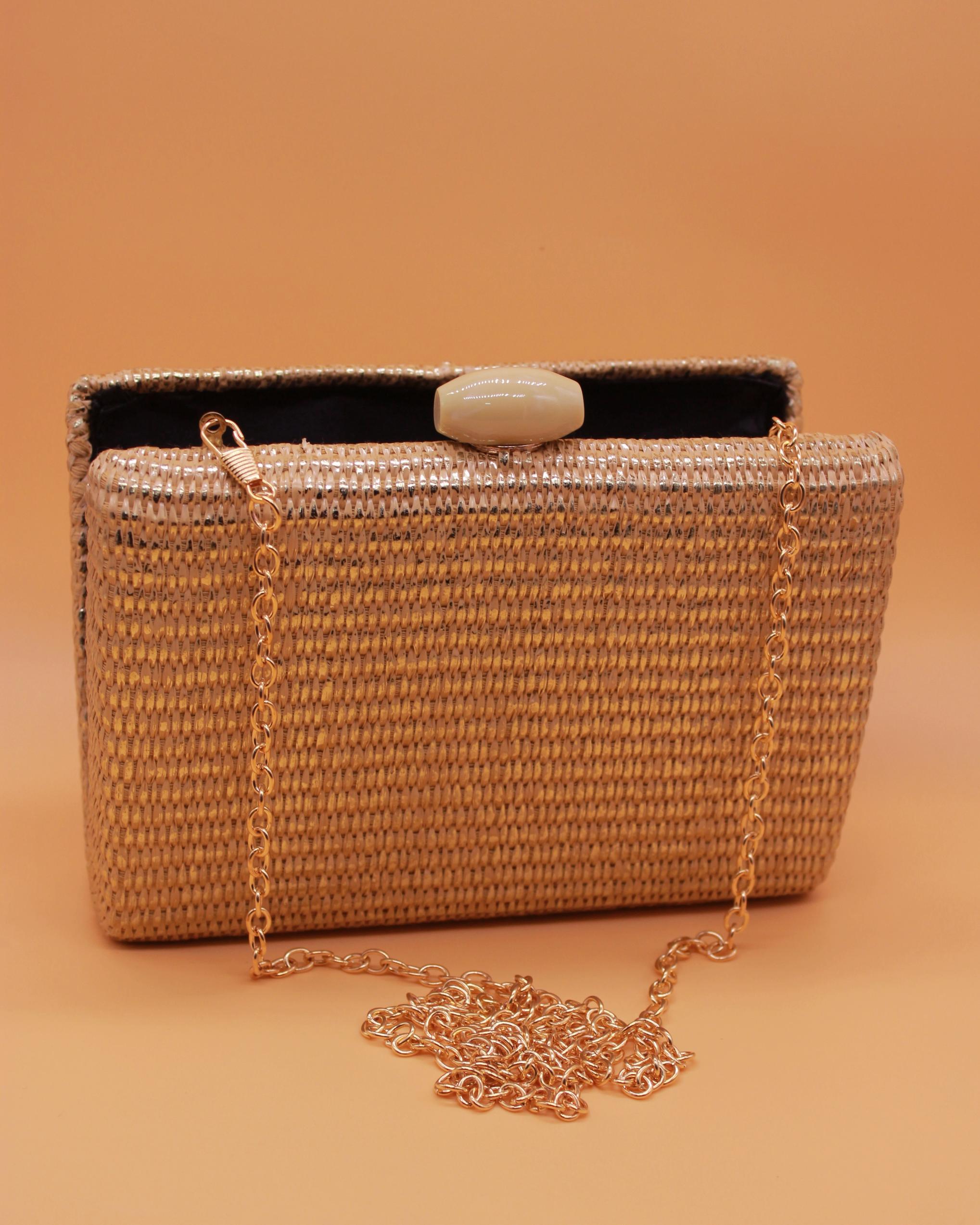 CLUTCH RAFIA BRILLO