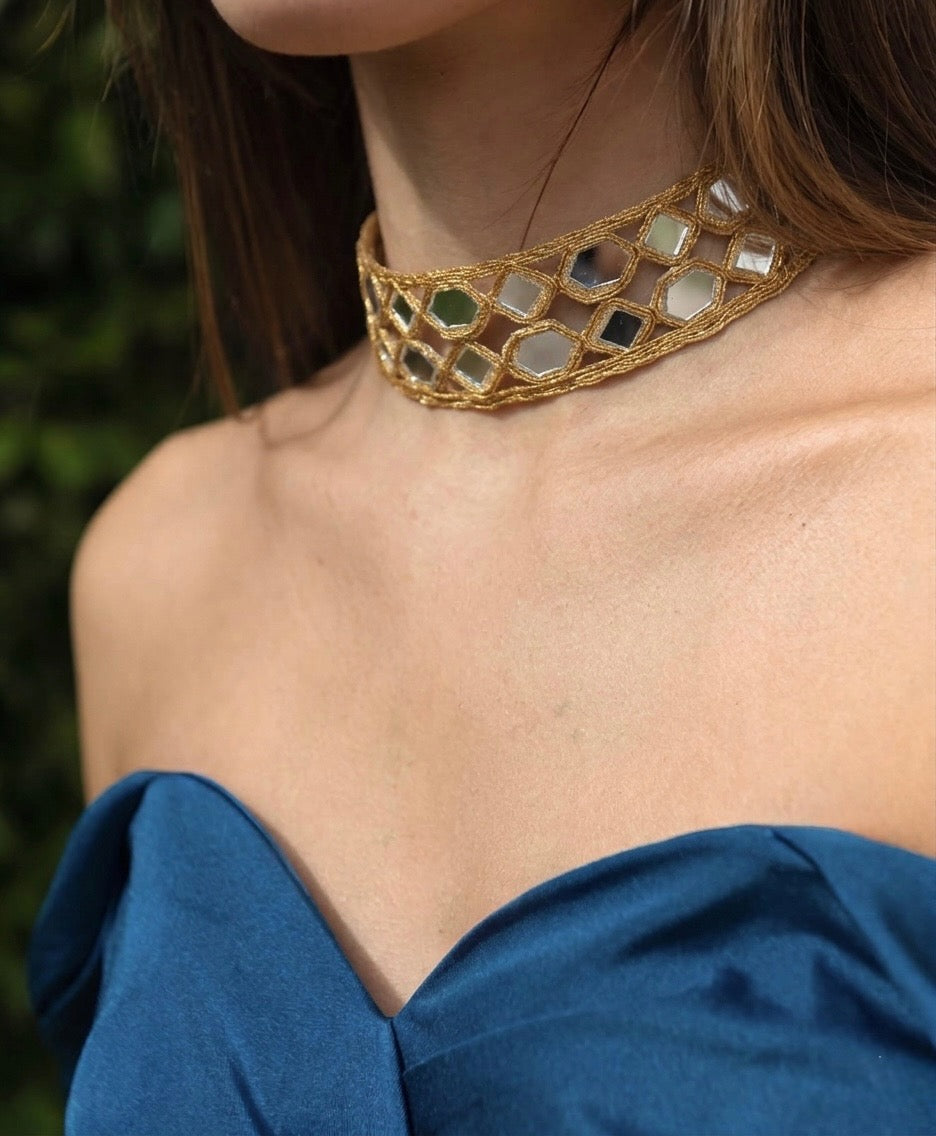 CHOCKER ANCHO GEOMETRIAS ESPEJOS