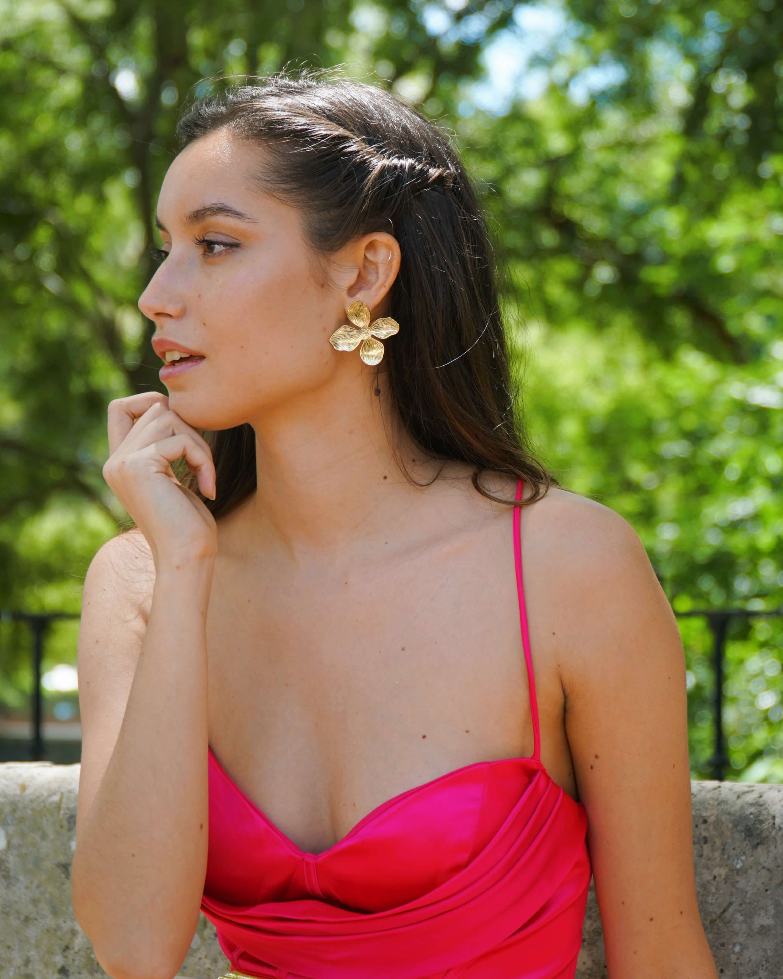 PENDIENTES METALIZADO FLOR