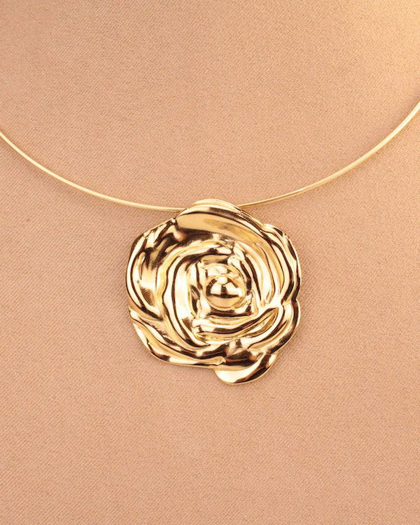 CHOCKER ACERO FLOR DORADO