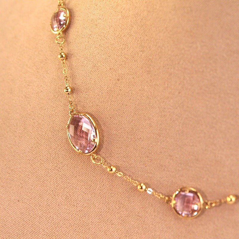 COLLAR ACERO CRISTAL ROSA