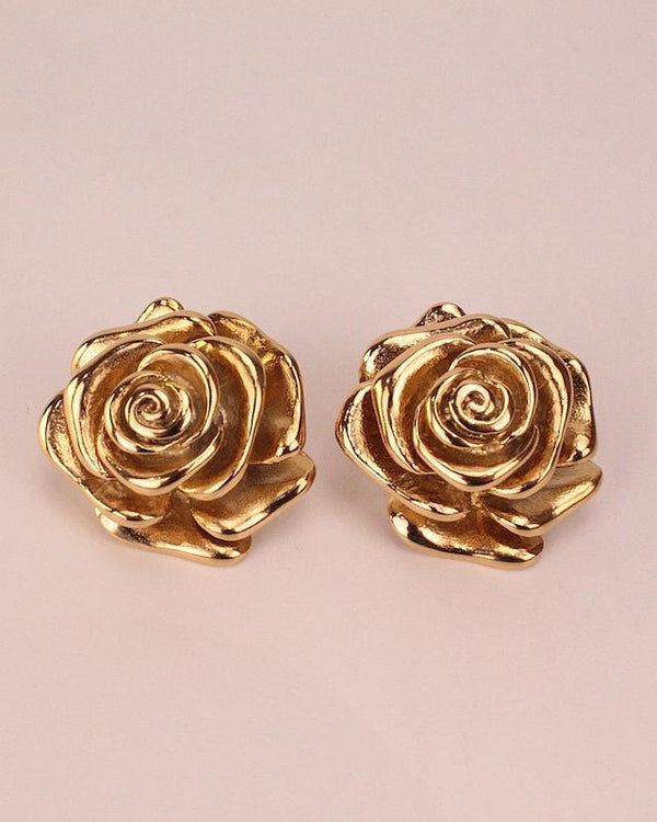 PENDIENTES ACERO ROSAS DORADO