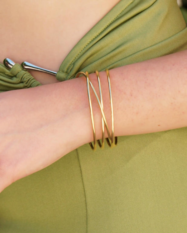 BRAZALETE ACERO DORADO TRIPLE