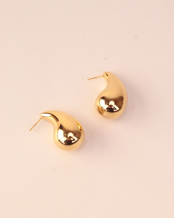 PENDIENTES ACERO GOTA DORADO
