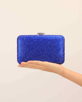 BOLSO BRILLANTES CON BROCHE AZUL