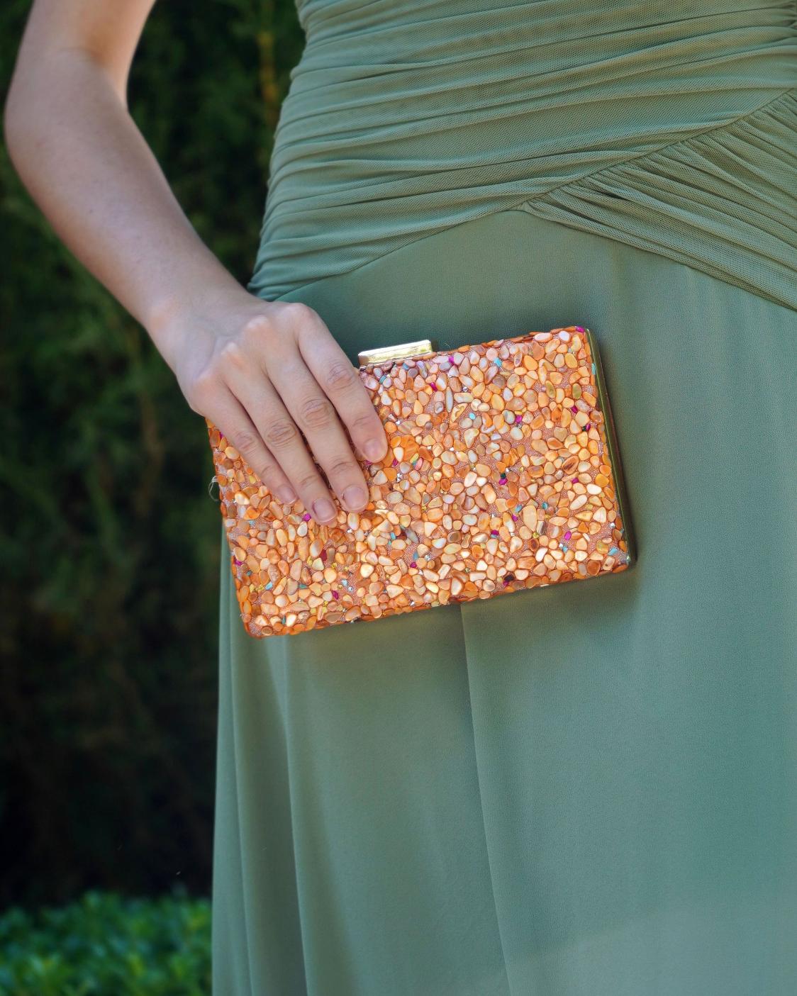 BOLSO PIEDRAS BORDE METALIZADO