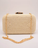 CLUTCH RAFIA BLANCO NUDE