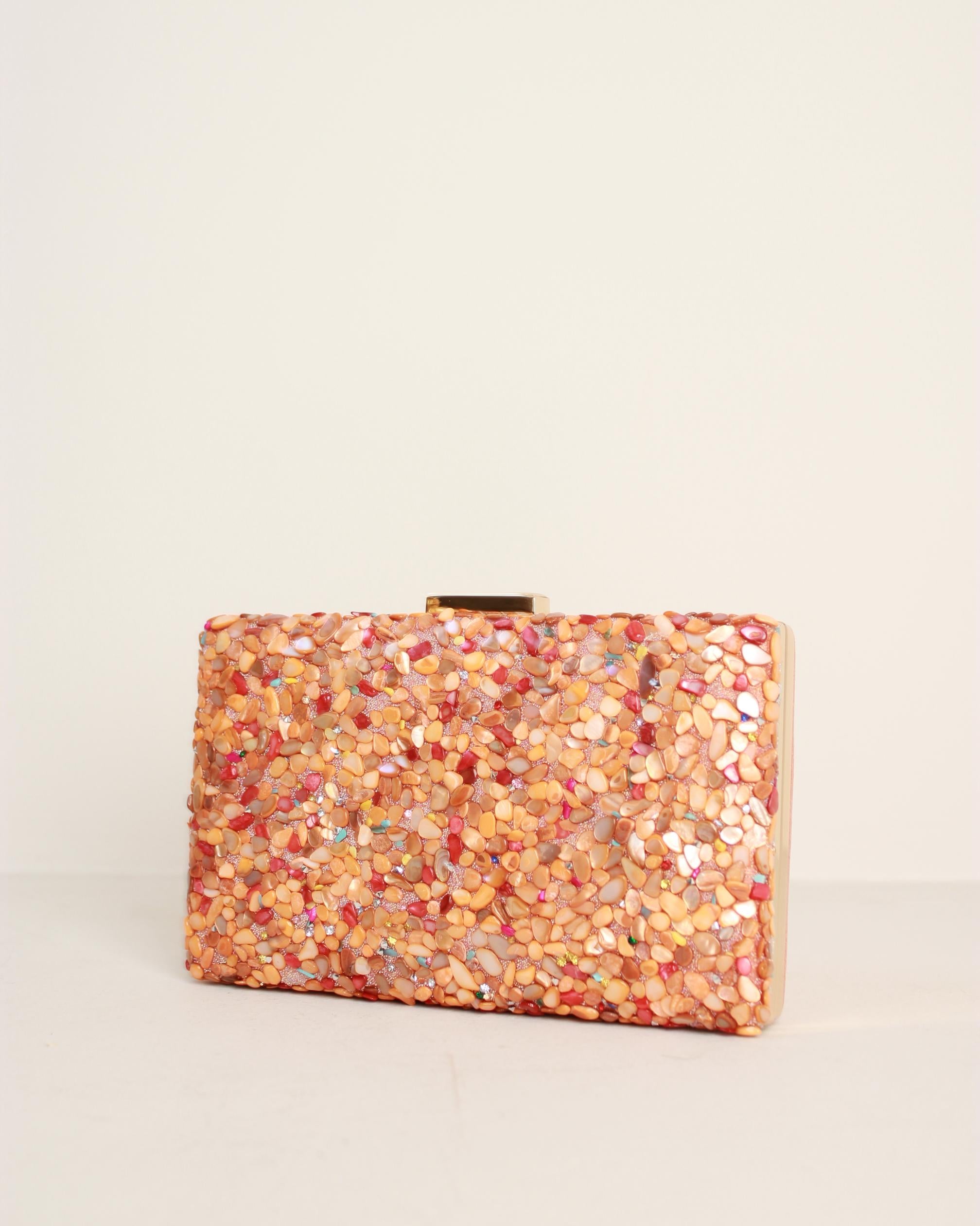 BOLSO PIEDRAS BORDE METALIZADO