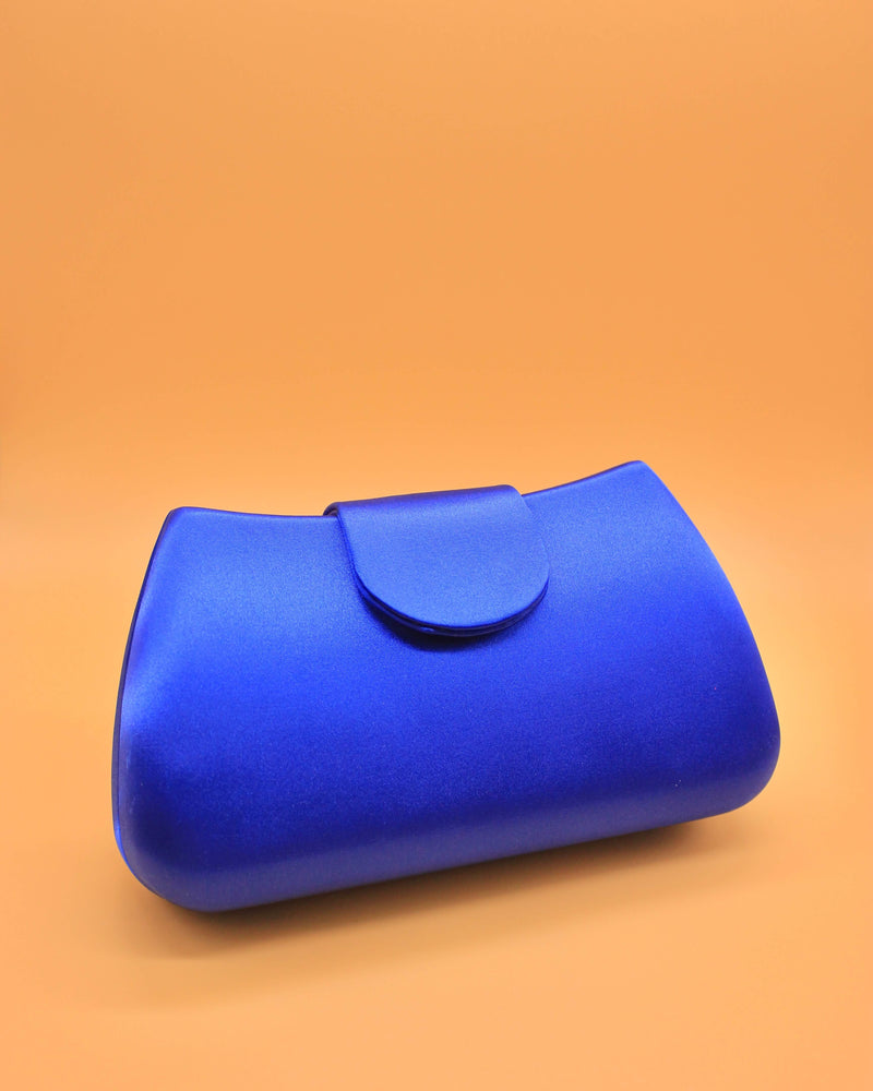 CLUTCH SATINADO LISO AZUL