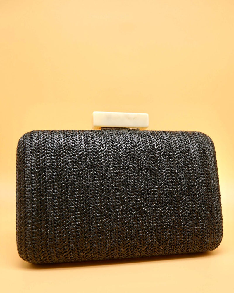 CLUTCH RAFIA NEGRO