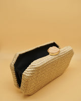 CLUTCH RAFIA MARRON