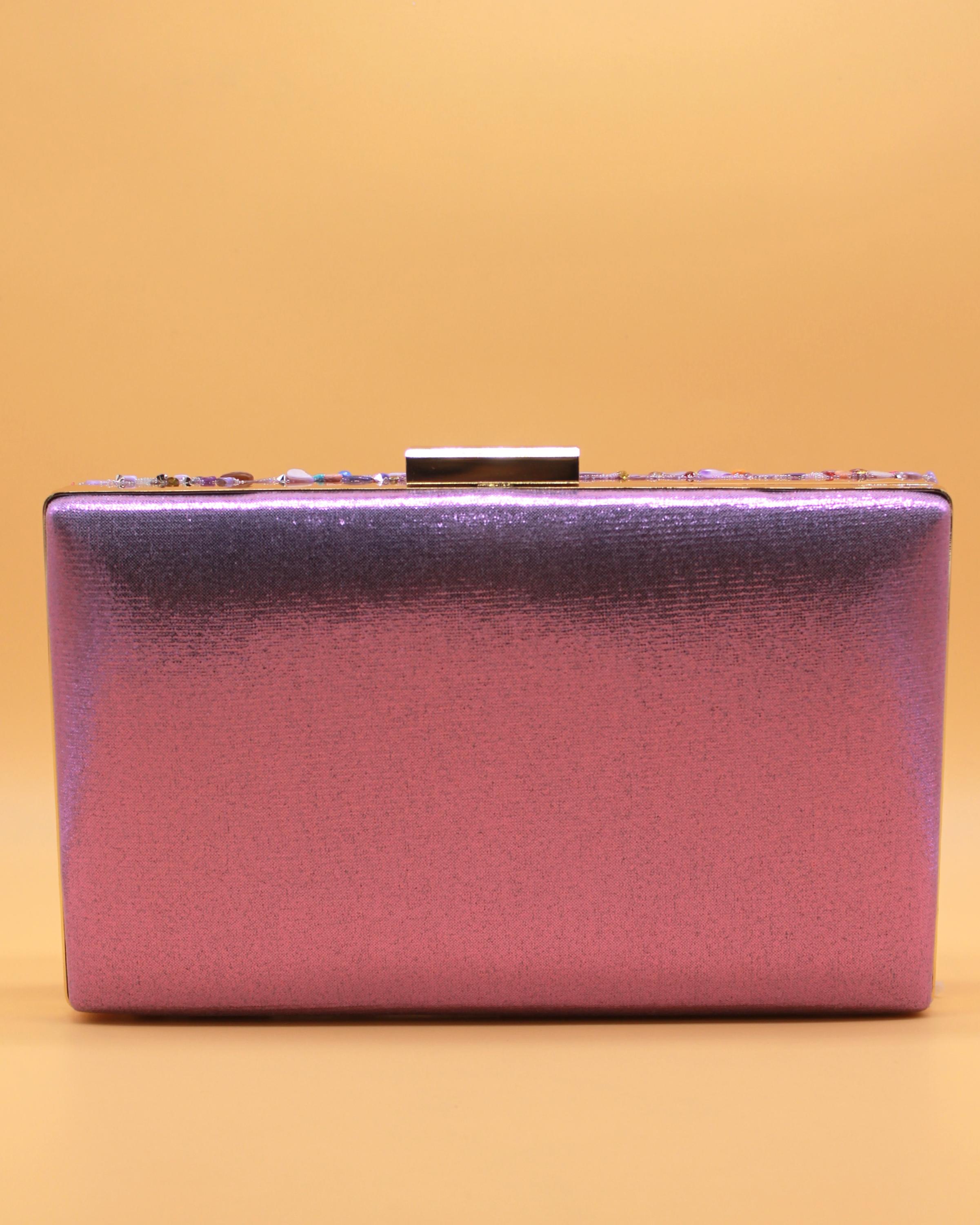 BOLSO PIEDRAS MULTICOLOR BORDE METALIZADO