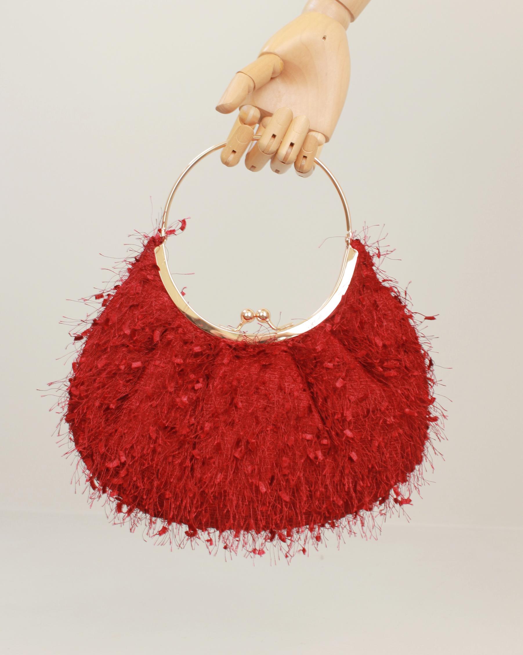 BOLSO DE MANO MEDIA LUNA ASA METALIZADA